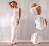 Angelique Sequin White Maxi Formal Dress