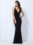 Cynthia Sequin Formal Maxi Dress Black