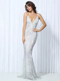 Cynthia Sequin Formal Maxi Dress SIlver