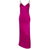 Hola Pink Slip Maxi Dress-Dressereal-cocktail,evening,maxi,pink,slip,spaghetti-straps,split