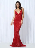 Cynthia Sequin Formal Maxi Dress Red