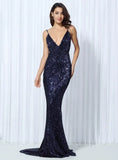 Cynthia Sequin Formal Maxi Dress Blue