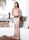 Daphne Sequin Maxi Formal Dress, pink