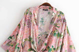 Margaret Floral Pink Top-Ainoway-boho,casual,floral,kimono,print,summer