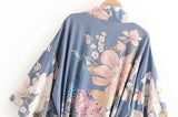 Ellie Dusty Blue Boho Kimono-Ainoway-blue,boho,casual,floral,kimono,print,summer