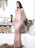 Daphne Sequin Maxi Formal Dress, pink