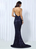 Cynthia Sequin Formal Maxi Dress Blue