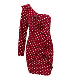 Nia Polka-Dot Dress-Conmoto-burgundy,cocktail,mini,party,ruffles