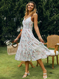 Stephanie White Floral Summer Midi Dress