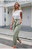 Jacqueline Green Casual Pants-Dressereal-casual,green,pants,summer,tie-waist