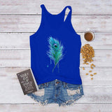 Peacock Feather Tank Top-TT Women-black,blue,casual,tank top,tee,white