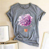 Flower Hot Air Balloon Tee-TT Women-black,casual,floral,gray,navy,purple,tee,white