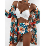 Santorini Bikini and Coverup, white, orange, high-waisted