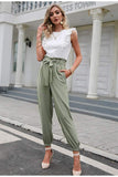 Jacqueline Green Casual Pants-Dressereal-casual,green,pants,summer,tie-waist