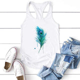 Peacock Feather Tank Top-TT Women-black,blue,casual,tank top,tee,white