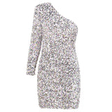 Silver Stars Sparkly Sequin Mini Party Dress