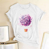 Flower Hot Air Balloon Tee-TT Women-black,casual,floral,gray,navy,purple,tee,white