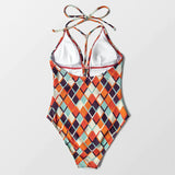 Domino Geometric-Print Halter One-Piece Swimsuit