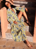 Noni Yellow Print Long-Sleeve Resort Summer Maxi Dress