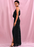 Dini Black Sequin Maxi Formal Dress