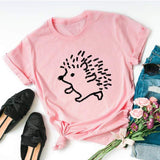 Cool Hedgehog Tee-JFUNCY-blue,casual,cotton,gray,green,pink,red,tee,white,yellow