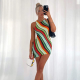 Radical Wave Mini Dress-Dressereal-mini,orange,party,pink,striped,summer