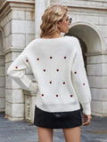 Sweet Heart White Jumper-Fitshinling-autumn,casual,jumper,long-sleeved,v-neck,white,winter