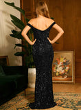 Talia Black Off-Shoulder Sequin Formal Dress