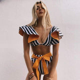 Glam Pop Striped Candy Bikini-Sporlike-bikini,high-waisted,ruffles,striped