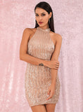 Crystal Sequin Mini Party Dress