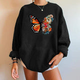 Butterfly Flower Sweatshirt-TT Women-black,casual,jumper,long-sleeved