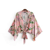 Margaret Floral Pink Top-Ainoway-boho,casual,floral,kimono,print,summer