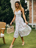 Stephanie White Floral Summer Midi Dress