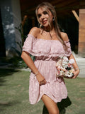 Elodie Pink Off-Shoulder Summer Dress