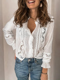 Lucy White Lace Long-Sleeved Blouse