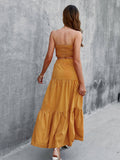 Jonie Strapless Yellow Polka Dot Two-Piece Maxi Dress