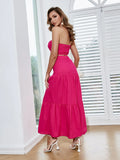 Sofia Pink Two-Piece Strapless Maxi Dress, sweetheart, ruffle