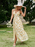 Catalina Orange Floral Summer Maxi Dress