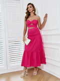 Sofia Pink Two-Piece Strapless Maxi Dress, sweetheart, ruffles