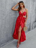 Florencia Red Two-Piece Ruffle Maxi Dress