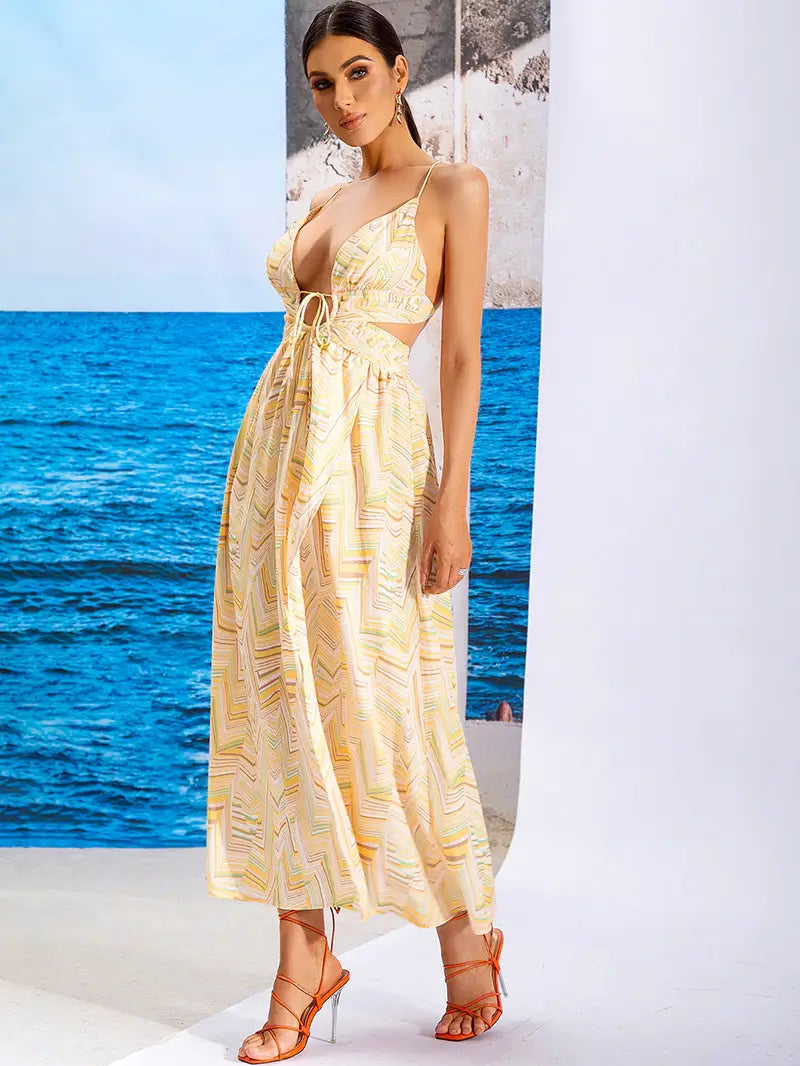 ZigZag Yellow Summer Maxi Dress Dressereal ZigZag Yellow Summer Maxi Dress Dressereal