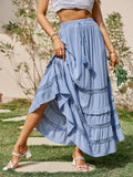 Bethany Blue Boho Ruffle A-Line Maxi Skirt