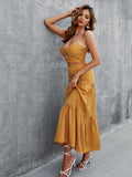 Jonie Strapless Yellow Polka Dot Two-Piece Maxi Dress