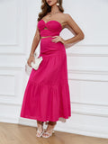 Sofia Pink Two-Piece Strapless Maxi Dress, sweetheart, ruffles