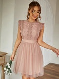 Chloe Pink Lace Cocktail Dress