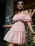 Elodie Pink Off-Shoulder Summer Dress