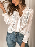 Lucy White Lace Long-Sleeved Blouse