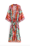 Okinawa Paradise Boho Kimono-Ainoway-boho,casual,floral,green,kimono,orange,print,summer