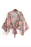 Margaret Floral Pink Top-Ainoway-boho,casual,floral,kimono,print,summer