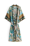 Sigiriya Peacock Print Kimono-Ainoway-boho,casual,floral,green,kimono,print,summer